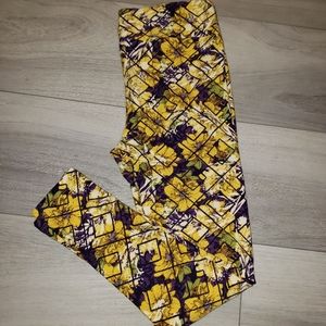 LuLaRoe TC (12-18) Purple & Yellow Print Leggings